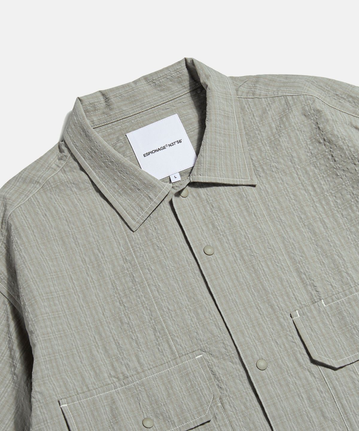 에스피오나지(ESPIONAGE) Washer Checked Shirt Jacket Warm Grey