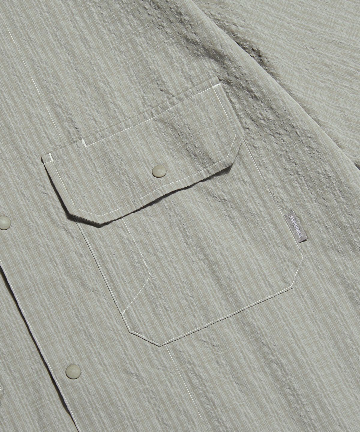 에스피오나지(ESPIONAGE) Washer Checked Shirt Jacket Warm Grey