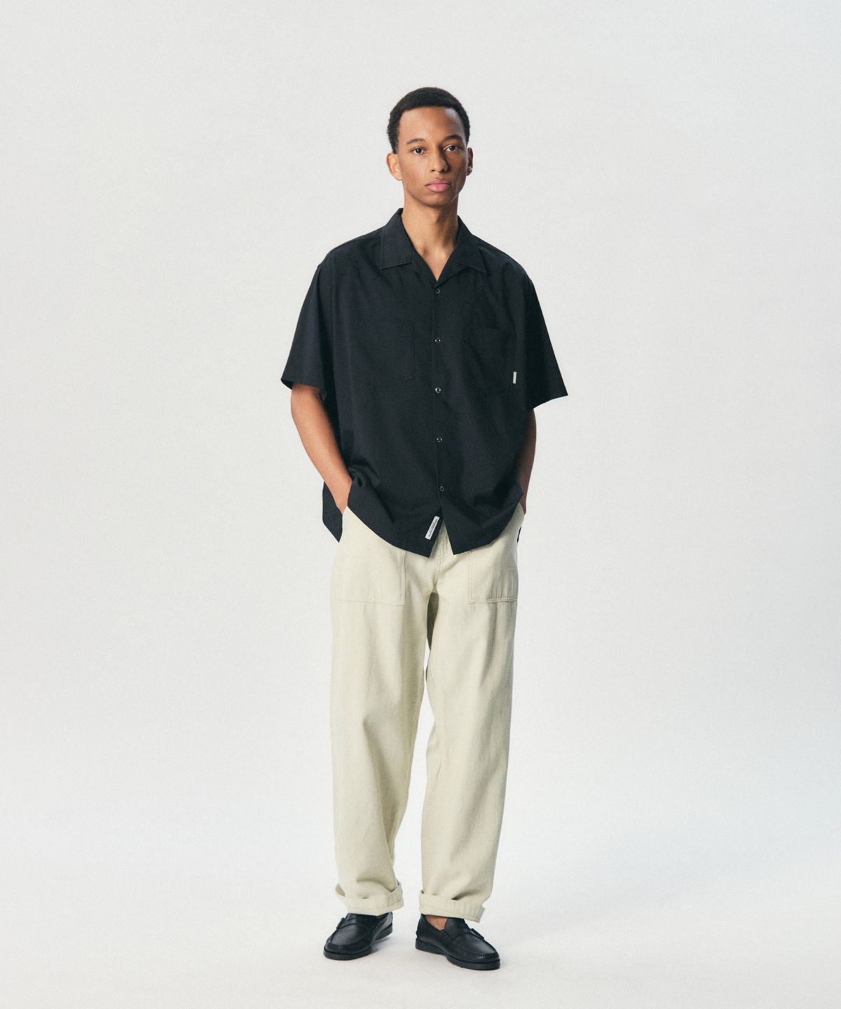 에스피오나지(ESPIONAGE) Draped Western S/S Shirt Black