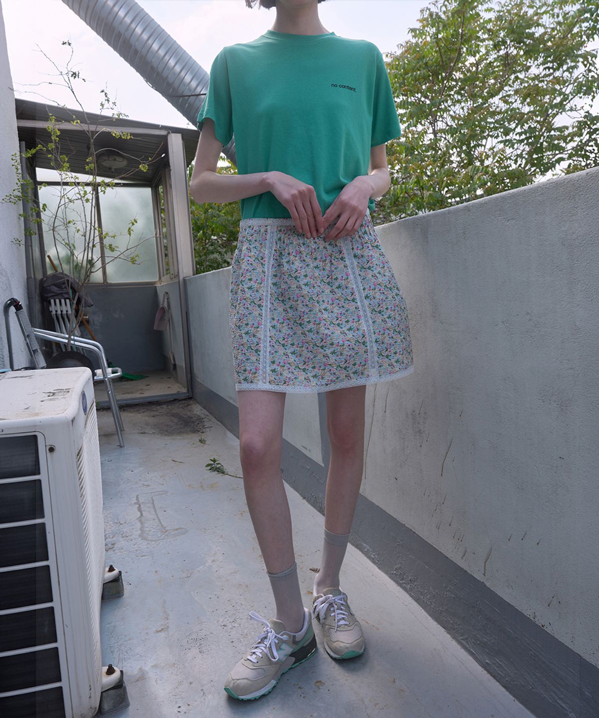 노컨텐츠(NOCONTENT) 376. 바리 플라워 스커트 _ 스카이블루