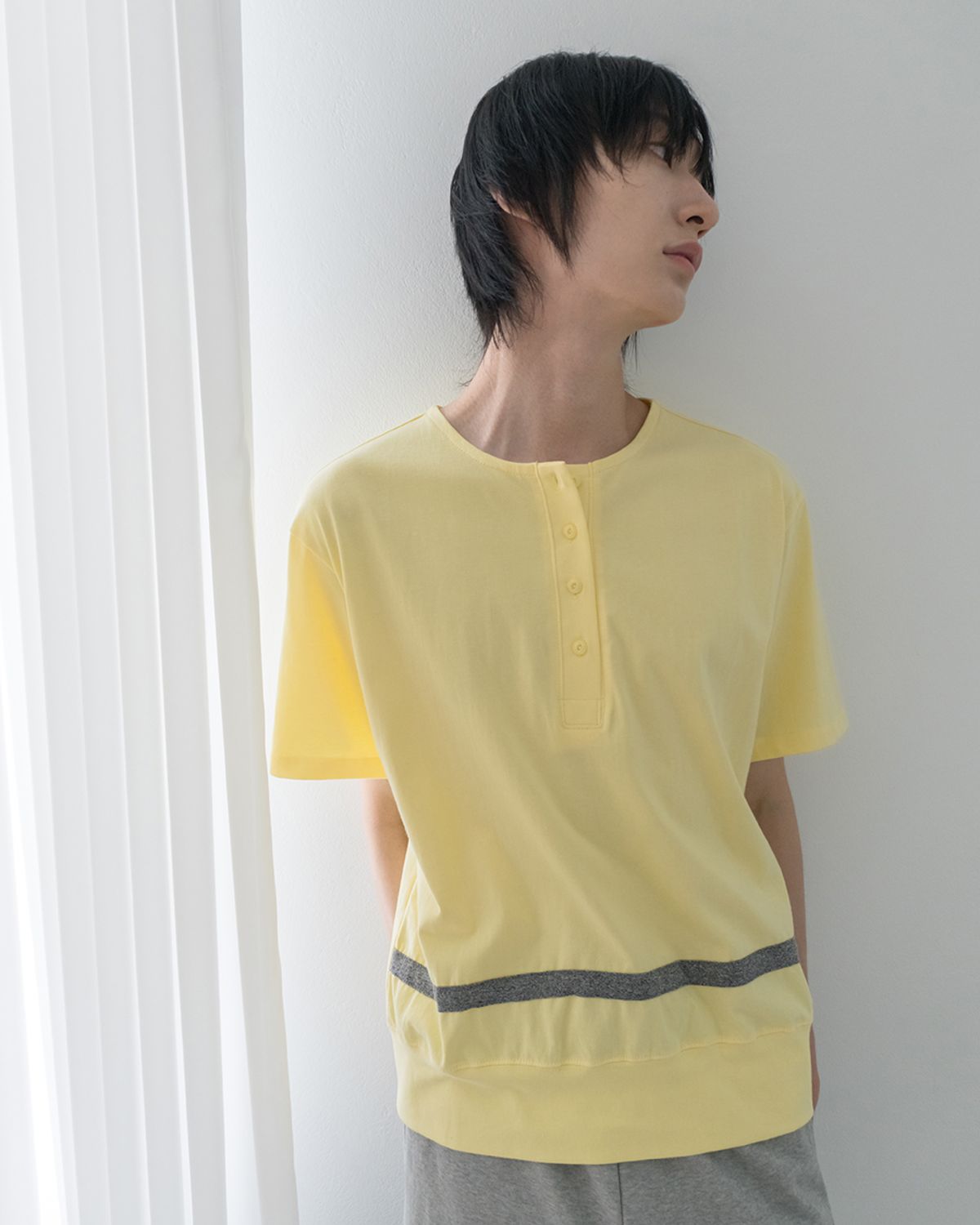사일런트실러블(SILENTSYLLABLE) Taping henley top / Yellow