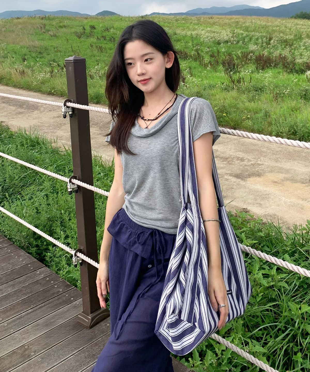 마스마룰즈(MASMARULEZ) Maxi easy shoulder bag_Stripe