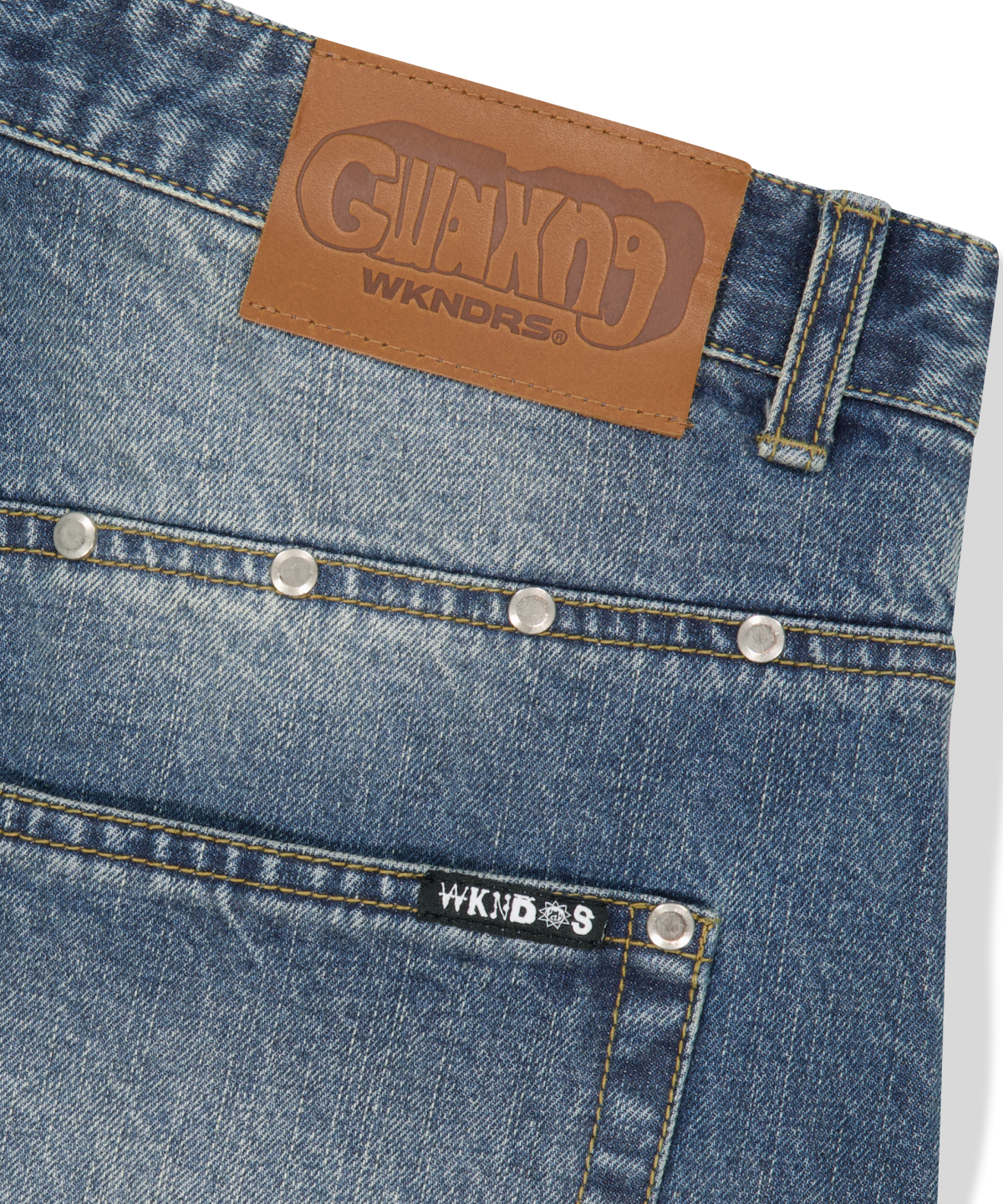 위캔더스(WKNDRS) [WKNDRS x GWAXNG] DULLY STUDDED DENIM PANTS (DENIM)