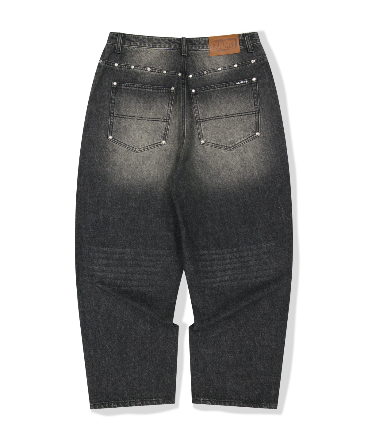 위캔더스(WKNDRS) [WKNDRS x GWAXNG] DULLY STUDDED DENIM PANTS (BLACK)
