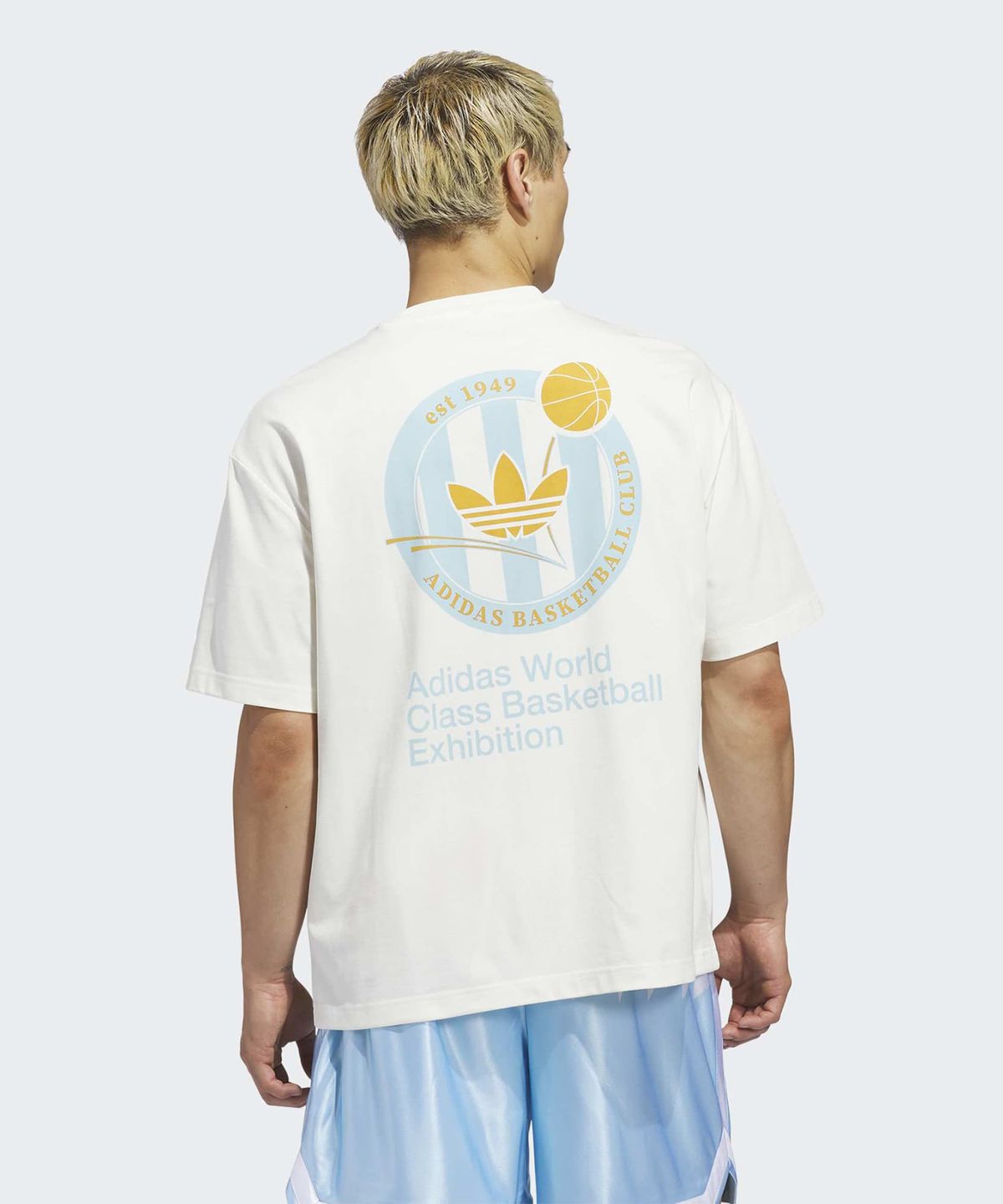 아디다스(ADIDAS) 바스켓볼 크레스트 티 - 화이트:아이스블루 / KD3613