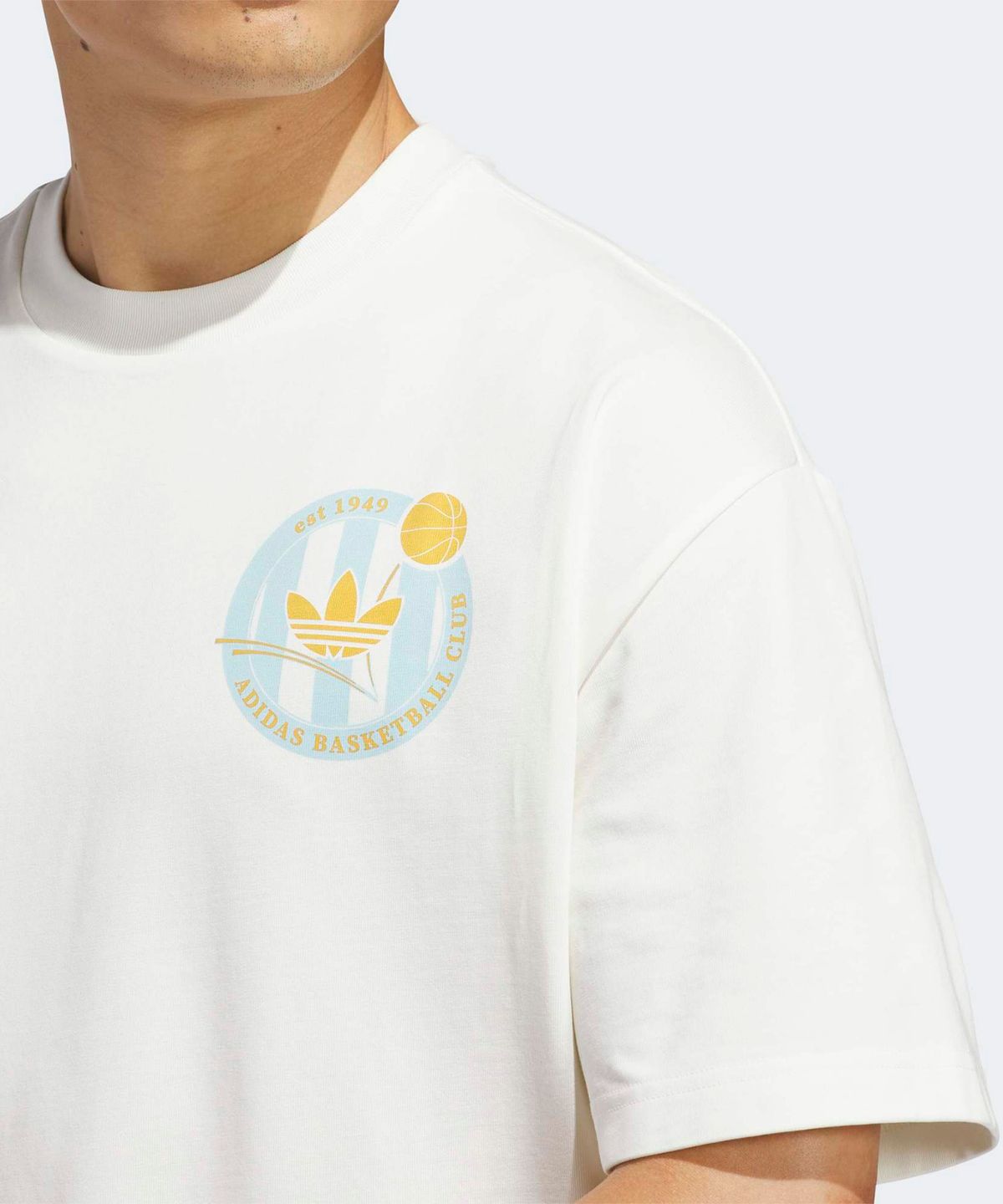 아디다스(ADIDAS) 바스켓볼 크레스트 티 - 화이트:아이스블루 / KD3613