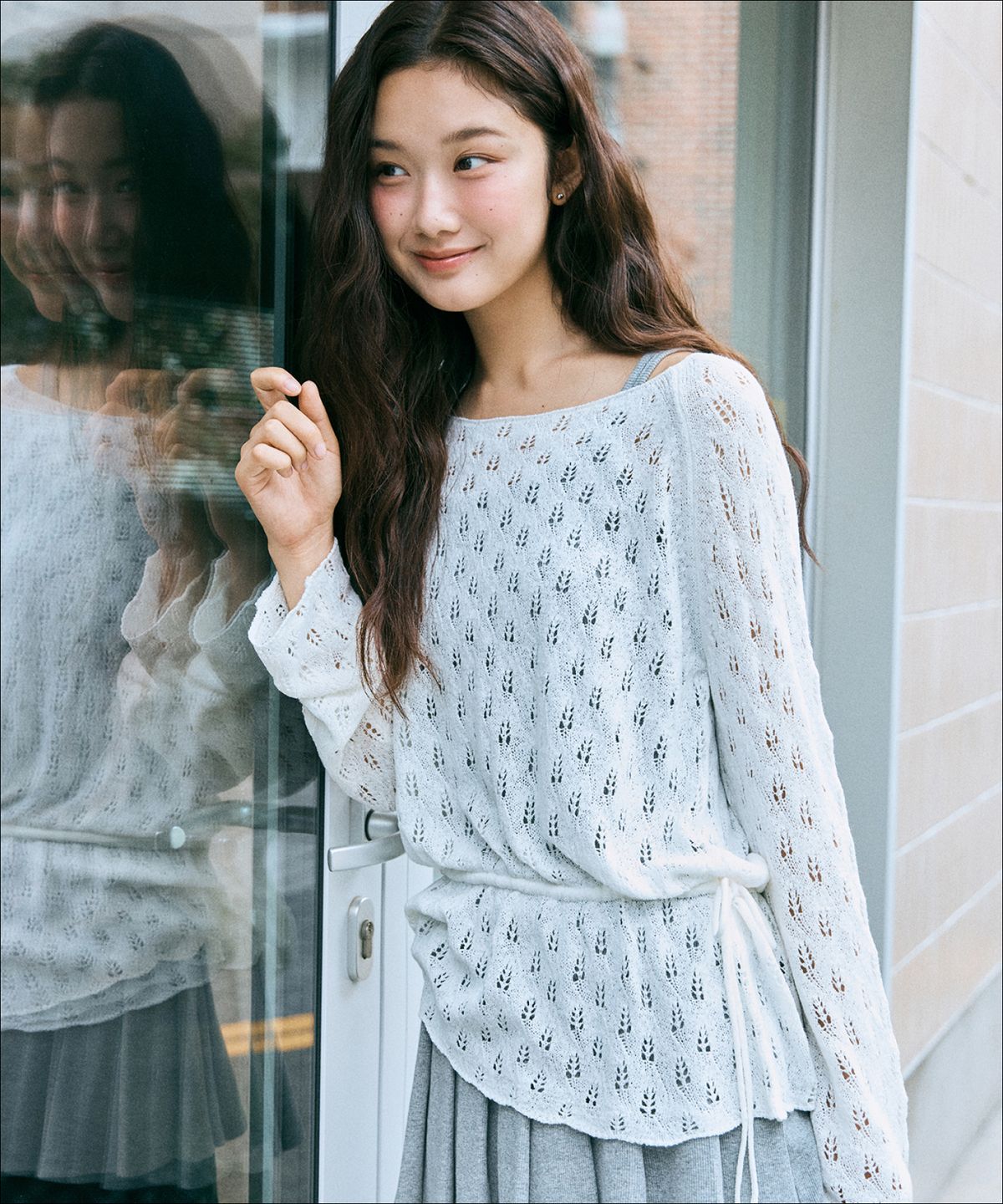 미쏘(MIXXO) 헤어리 스트링 스카시 니트 MIWKAG55QT MIWKAG92QT