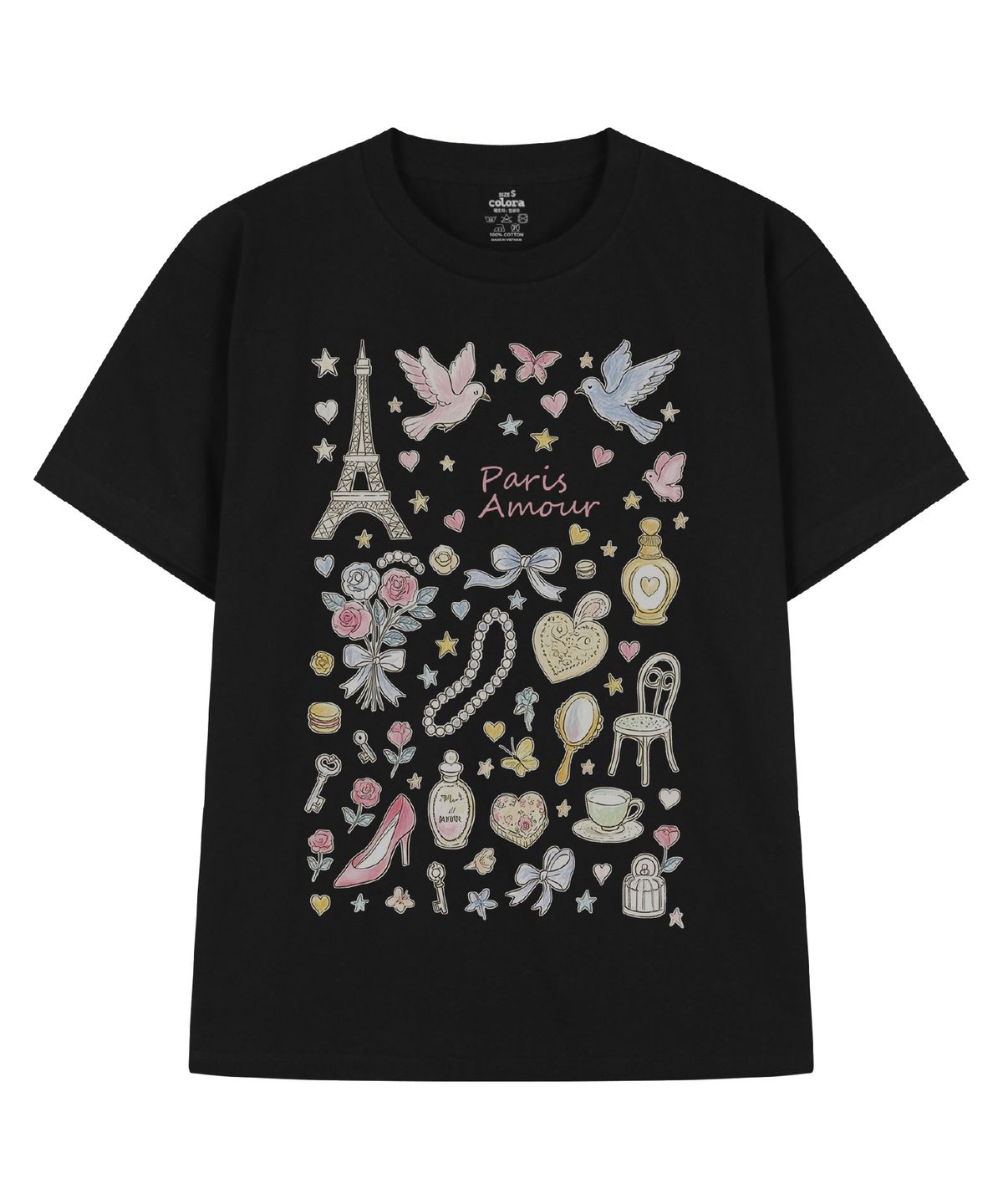 컬로라(COLORA) 러블리 인 파리 반팔 티셔츠 (3color)