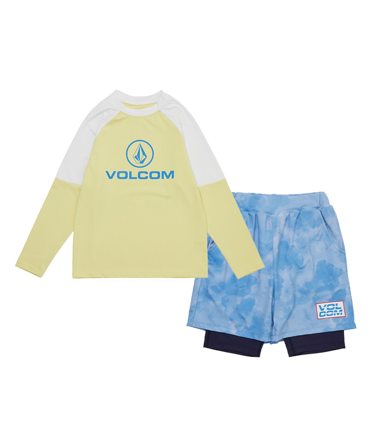 볼컴 키즈(VOLCOM KIDS) 배색 레깅스 래쉬가드 세트 D6M051