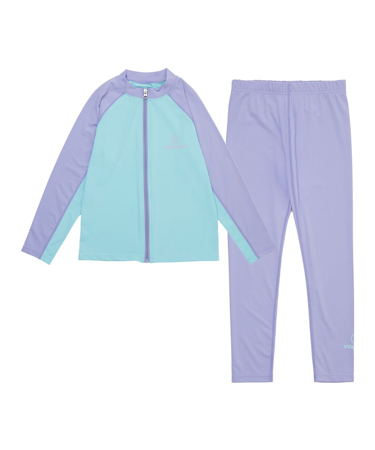 볼컴 키즈(VOLCOM KIDS) 배색 집업 래쉬가드 세트 D6M055