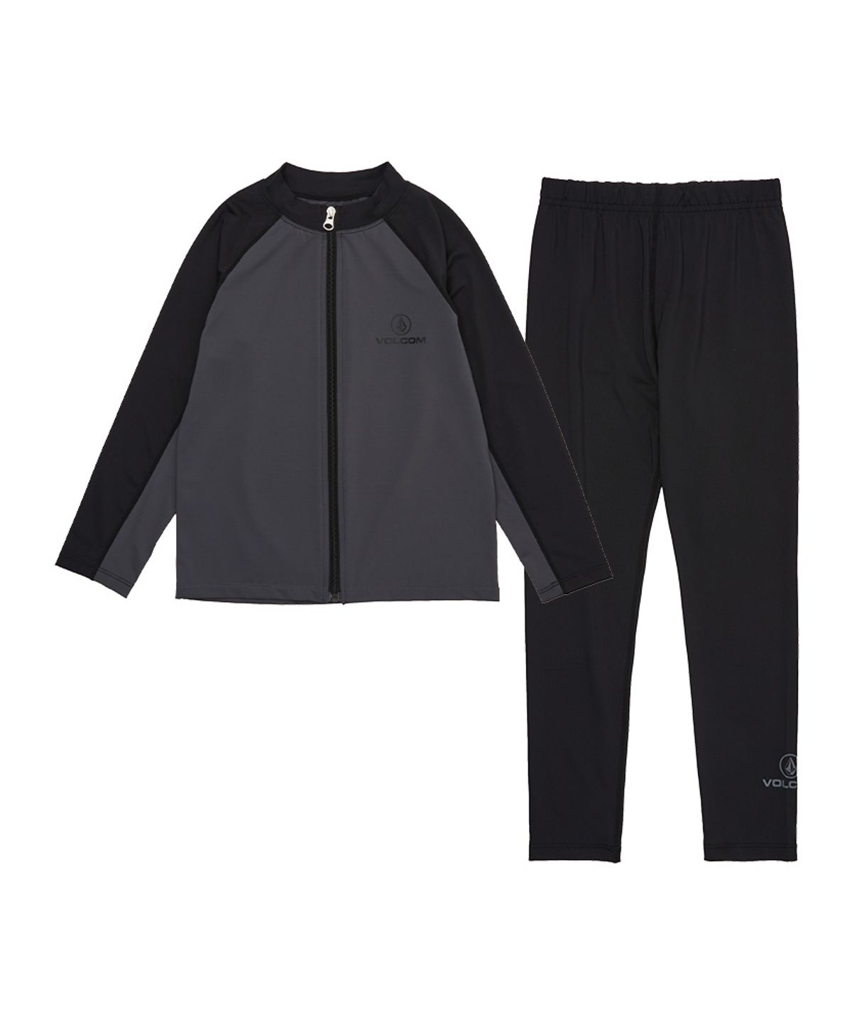 볼컴 키즈(VOLCOM KIDS) 배색 집업 래쉬가드 세트 D6M055