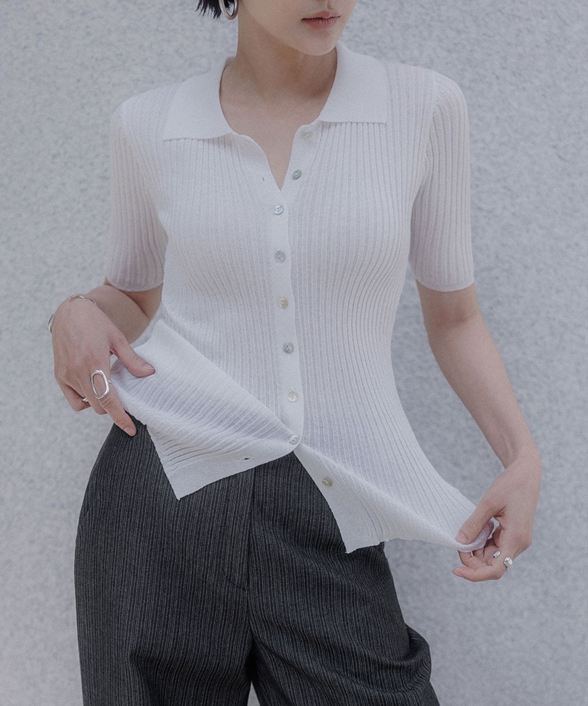 메무아(MEMUA) 브리즈 카라 슬림 가디건(블랙)