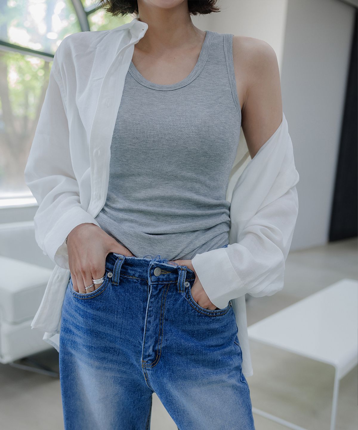 메무아(MEMUA) 오버라인 텐셀린넨 셔츠(오트밀)