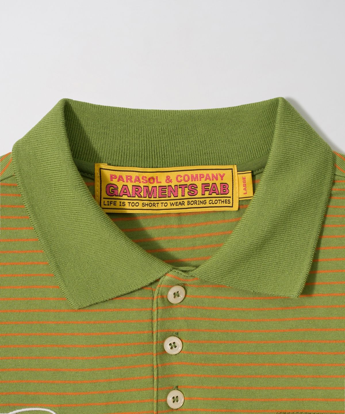 가먼츠팹(GARMENTS FAB) Blanket Stitch Stripe Polo Tee (OLIVE)