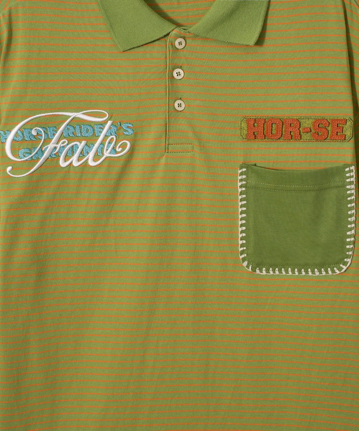 가먼츠팹(GARMENTS FAB) Blanket Stitch Stripe Polo Tee (OLIVE)