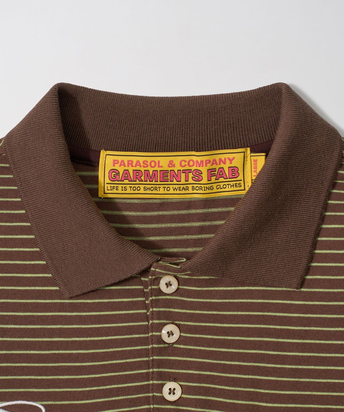 가먼츠팹(GARMENTS FAB) Blanket Stitch Stripe Polo Tee (BROWN)