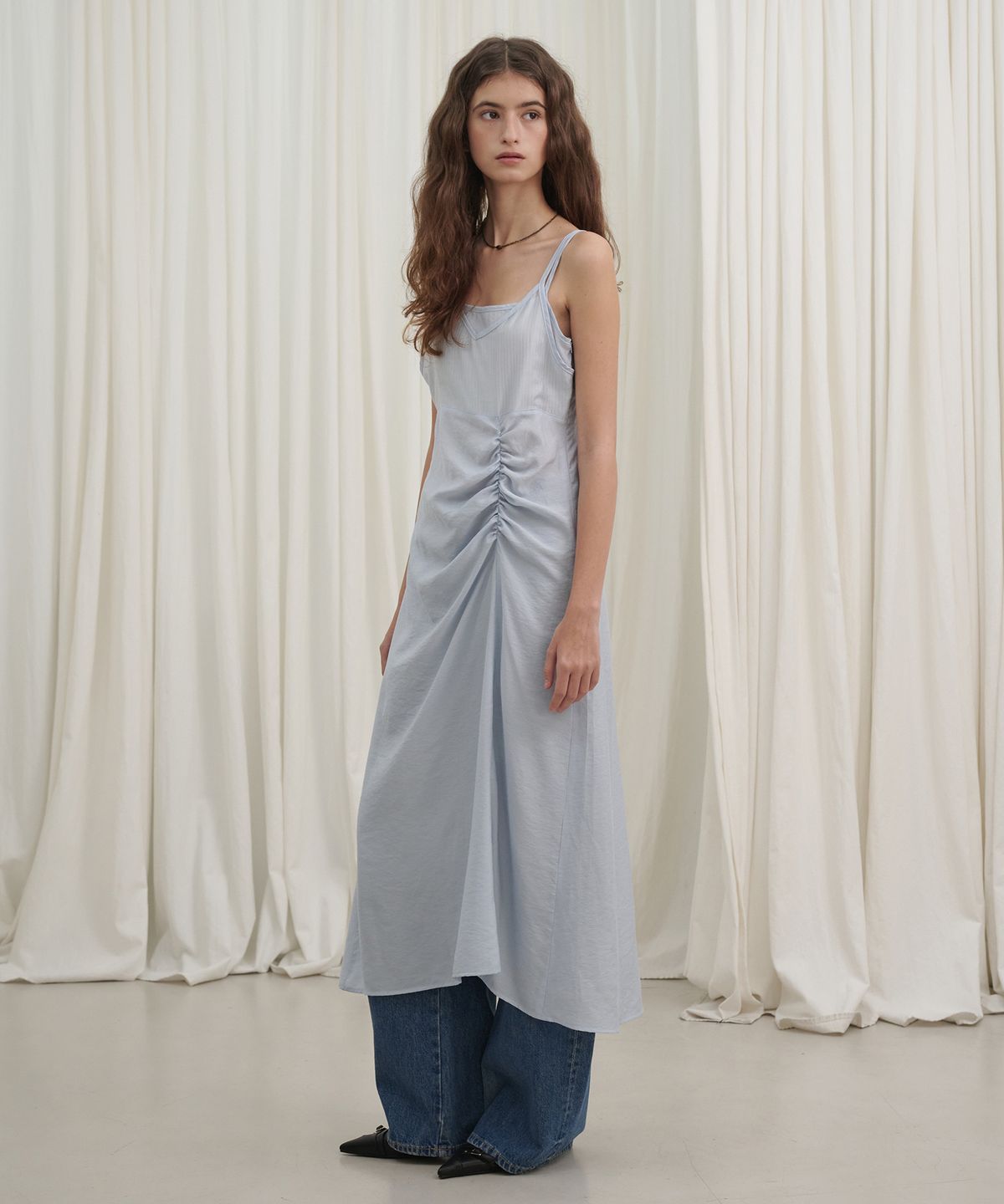 마롯(MARROT) Sheer Striped Slip Dress_Skyblue