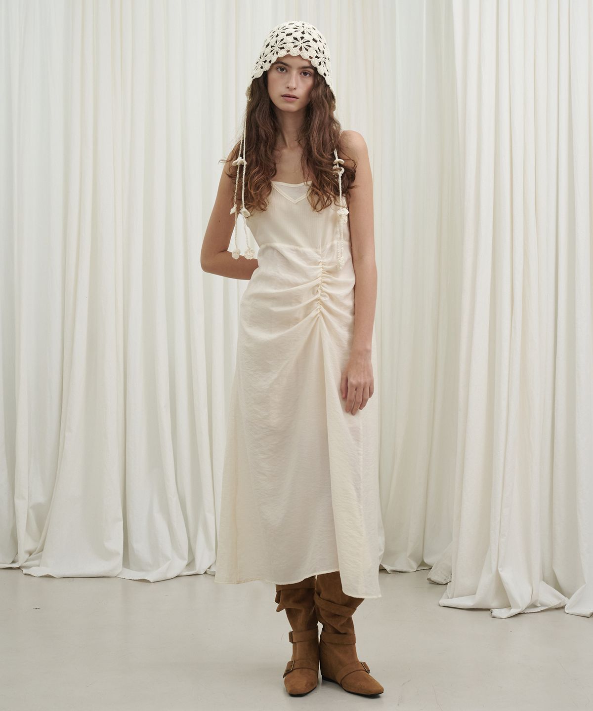 마롯(MARROT) Sheer Striped Slip Dress_Cream