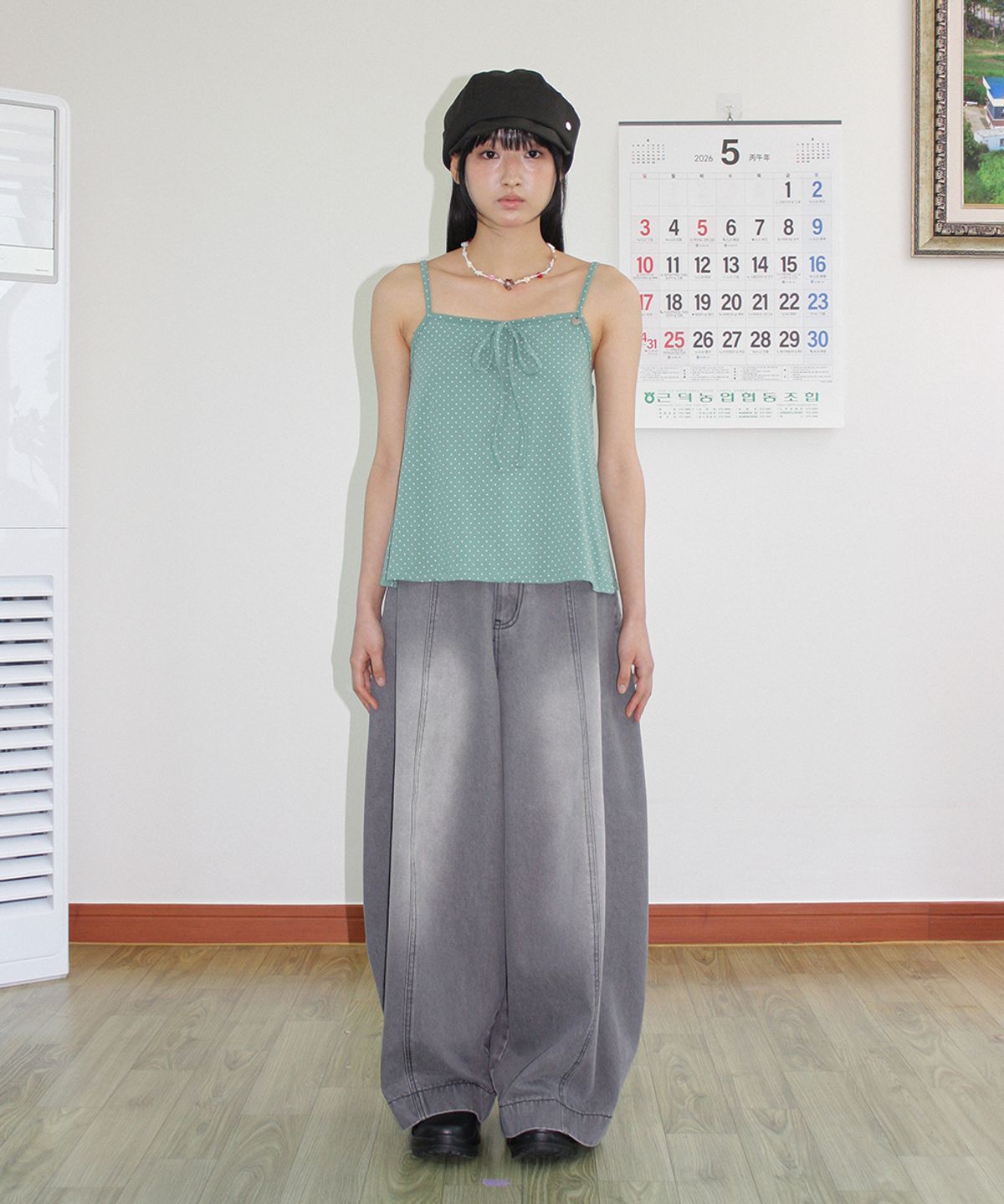 론론(RONRON) BETTY BOOP CHARM DOT CAMI TOP SLEEVELESS MINT