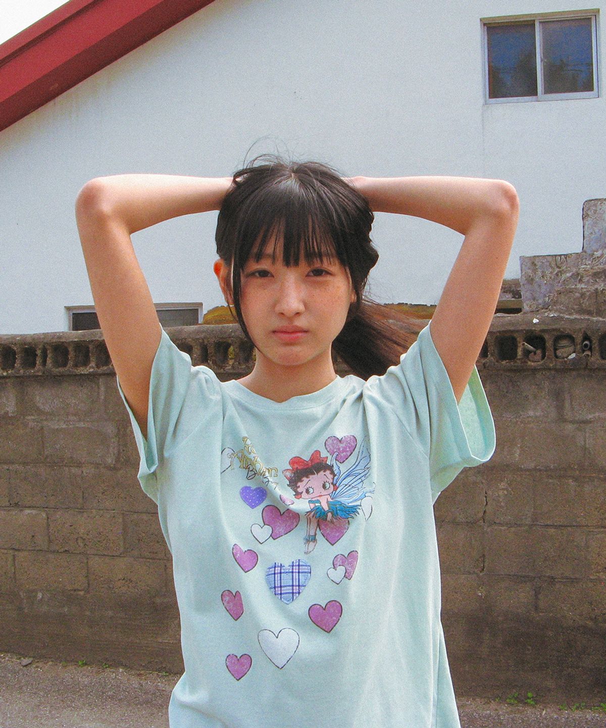 론론(RONRON) BETTY BOOP FAIRY HEART APPLIQUE BASIC FIT T SHIRT MINT