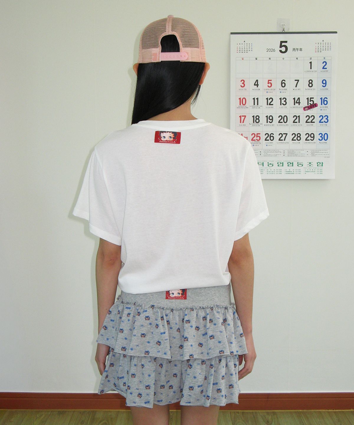 론론(RONRON) BETTY BOOP FAIRY HEART APPLIQUE BASIC FIT T SHIRT WHITE