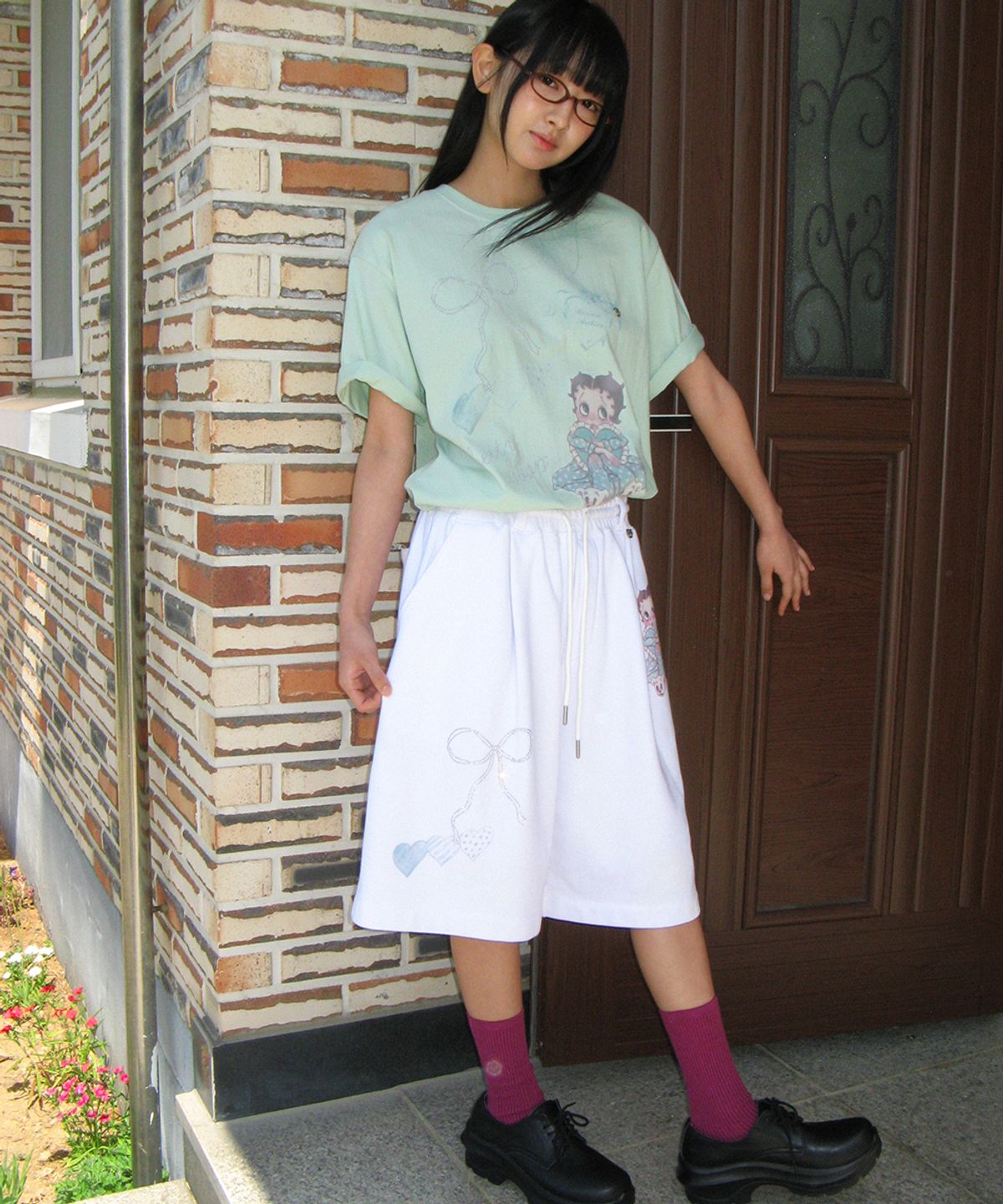 론론(RONRON) BETTY BOOP DREAMY RIBBON OVER FIT T SHIRT MINT