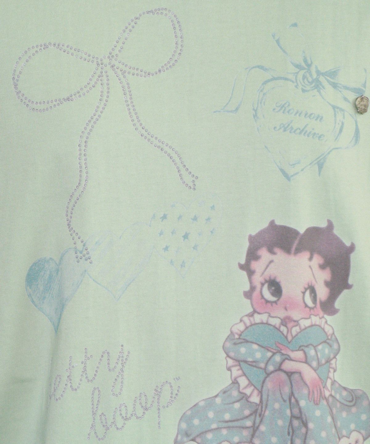 론론(RONRON) BETTY BOOP DREAMY RIBBON OVER FIT T SHIRT MINT