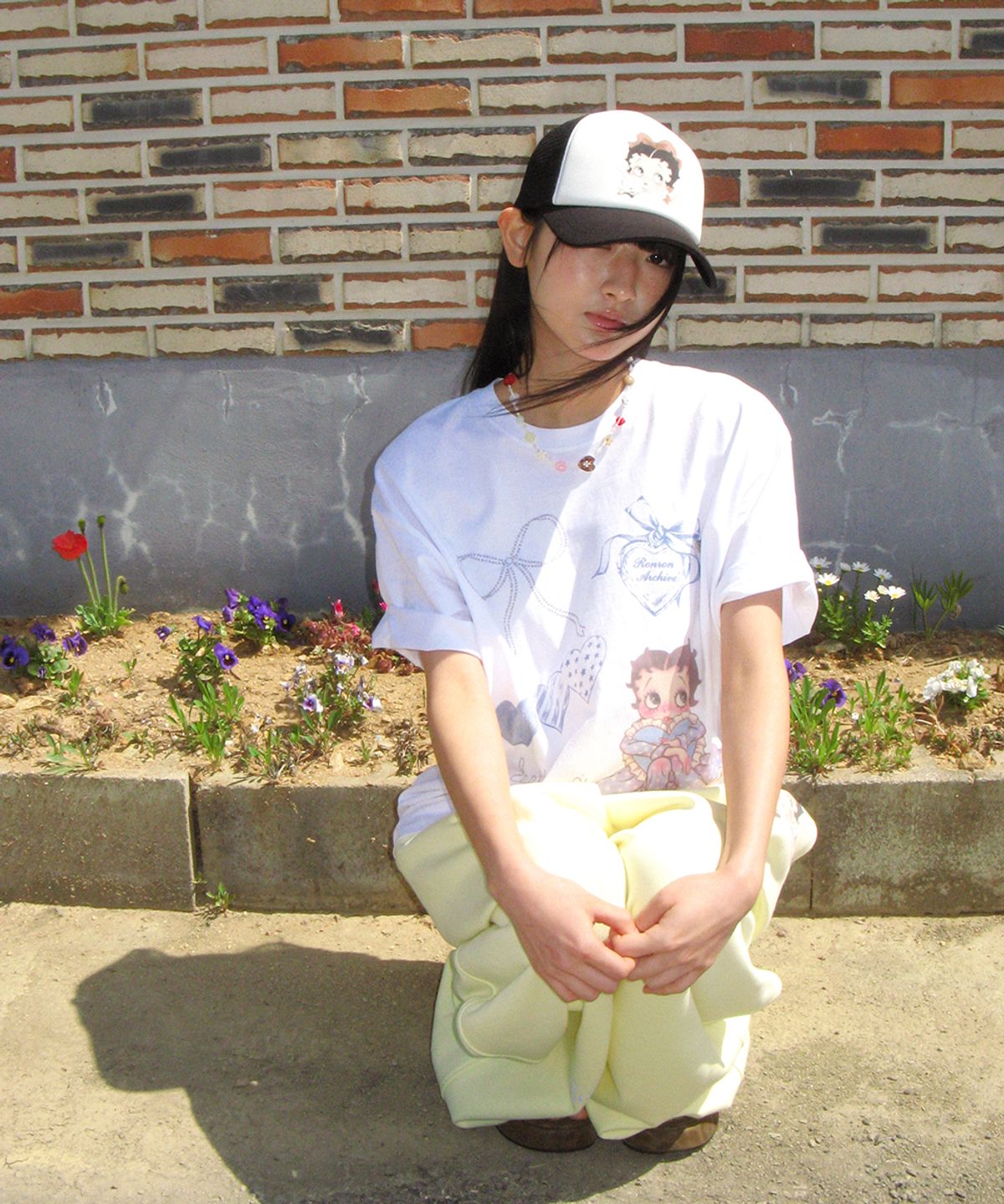 론론(RONRON) BETTY BOOP DREAMY RIBBON OVER FIT T SHIRT WHITE