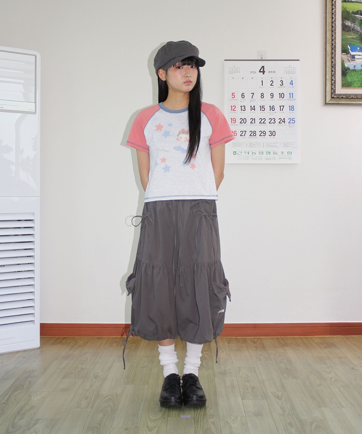 론론(RONRON) BETTY BOOP MINI STAR STITCH RAGLAN T SHIRT ORANGE