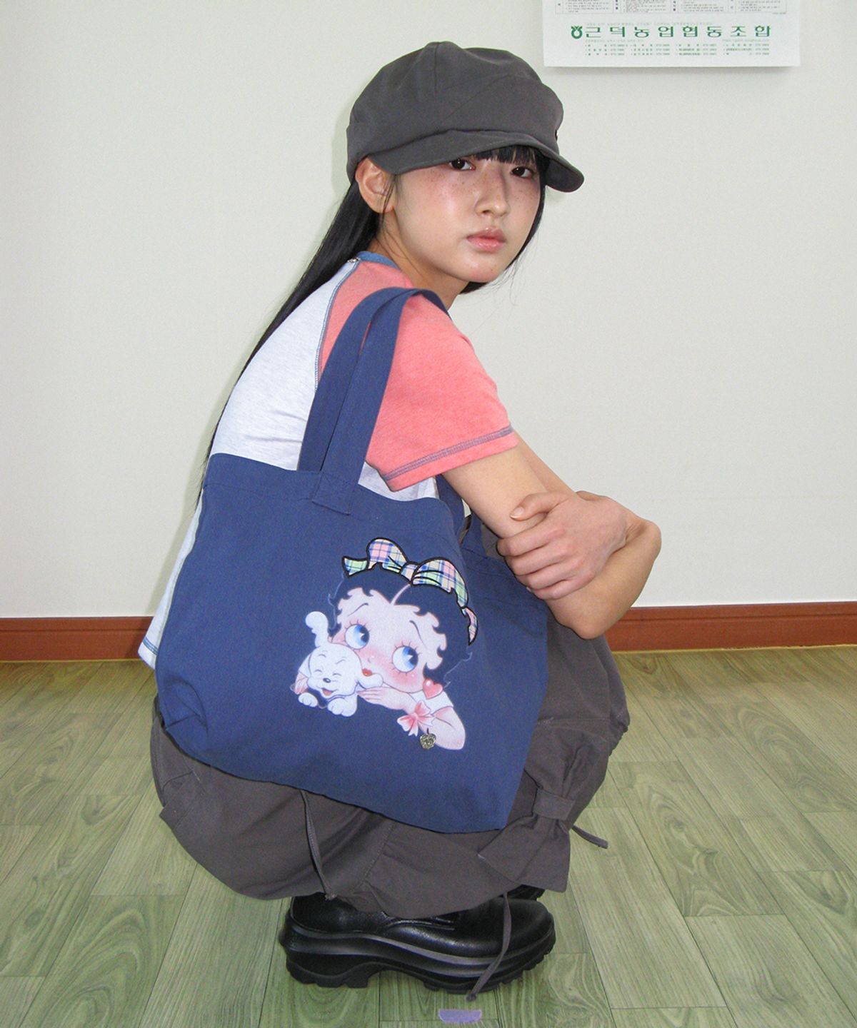 론론(RONRON) BETTY BOOP MINI STAR STITCH RAGLAN T SHIRT ORANGE