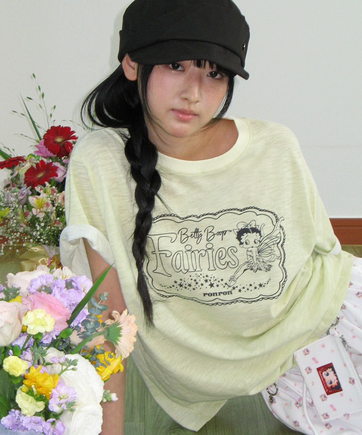 론론(RONRON) BETTY BOOP FAIRY SLUB BASIC FIT T SHIRT SOFT YELLOW