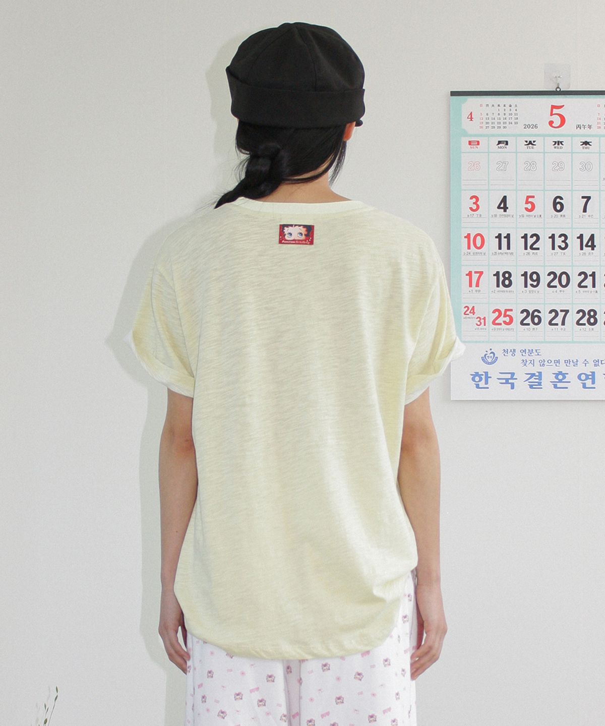 론론(RONRON) BETTY BOOP FAIRY SLUB BASIC FIT T SHIRT SOFT YELLOW