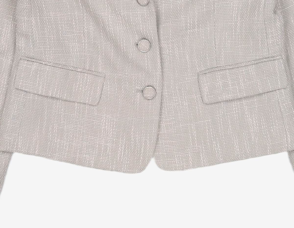 미쏘(MIXXO) 트위드 테일러드 싱글 숏자켓 MIWJKB311G S