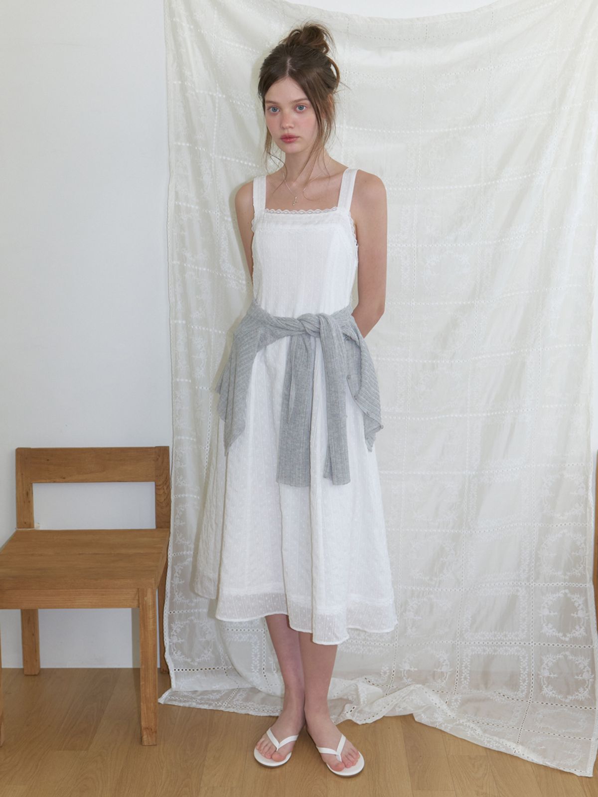리엘(RE L) Pompom lace dress (white)