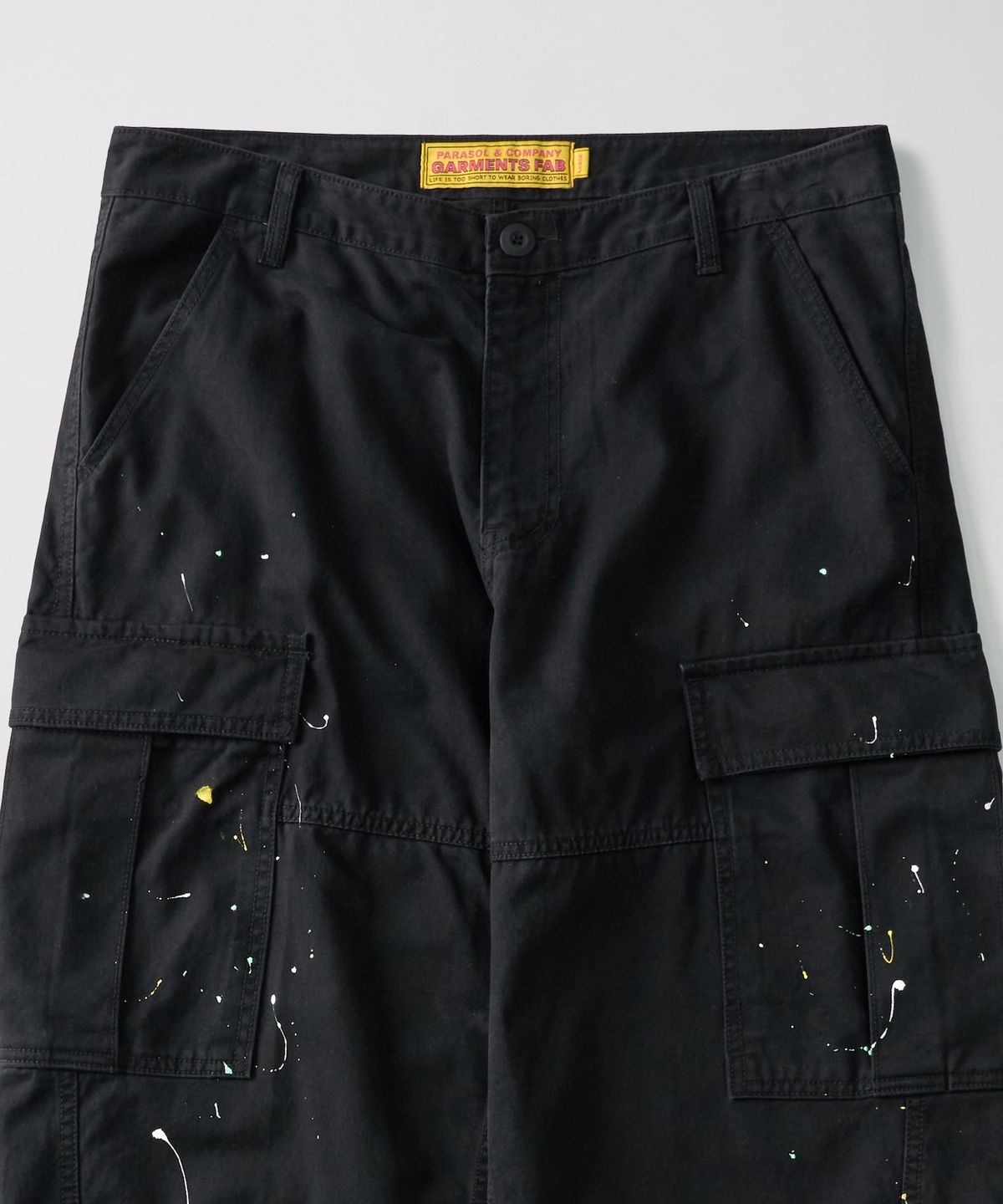 가먼츠팹(GARMENTS FAB) Washed Cargo Painted Pants (BLACK)