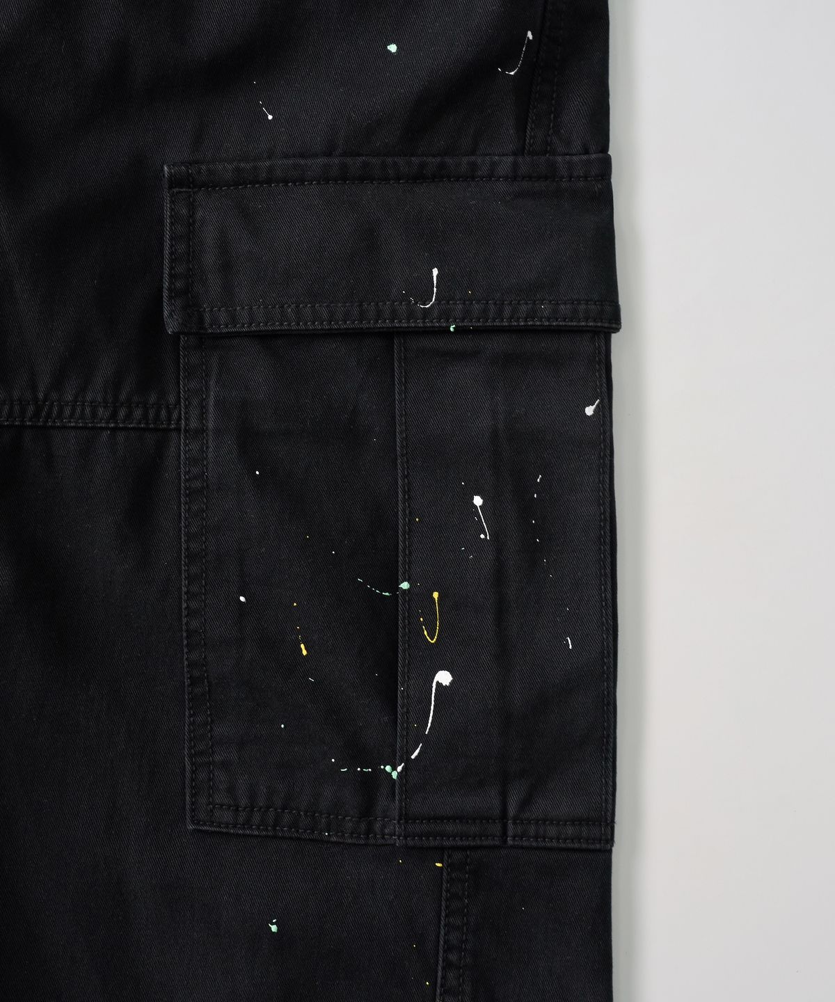 가먼츠팹(GARMENTS FAB) Washed Cargo Painted Pants (BLACK)