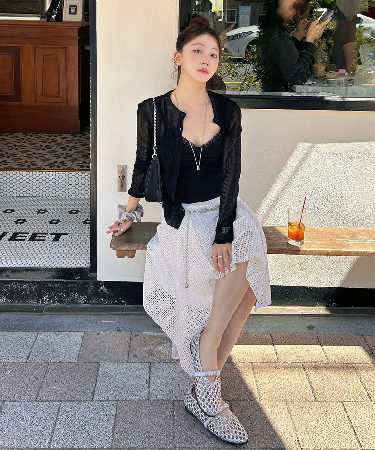 올리브 데 올리브(OLIVE DES OLIVE) 린넨블렌디드 글리터가디건 OK6MD6140