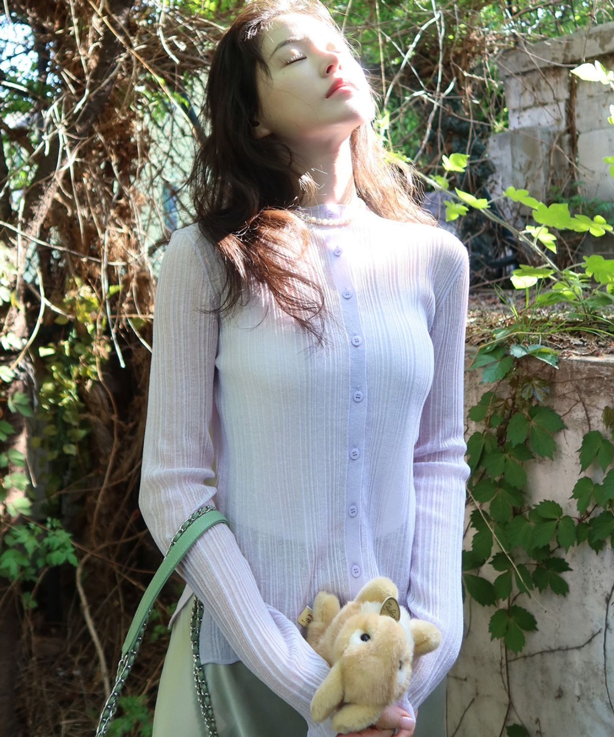 올리브 데 올리브(OLIVE DES OLIVE) 린넨블렌디드 글리터가디건 OK6MD6140