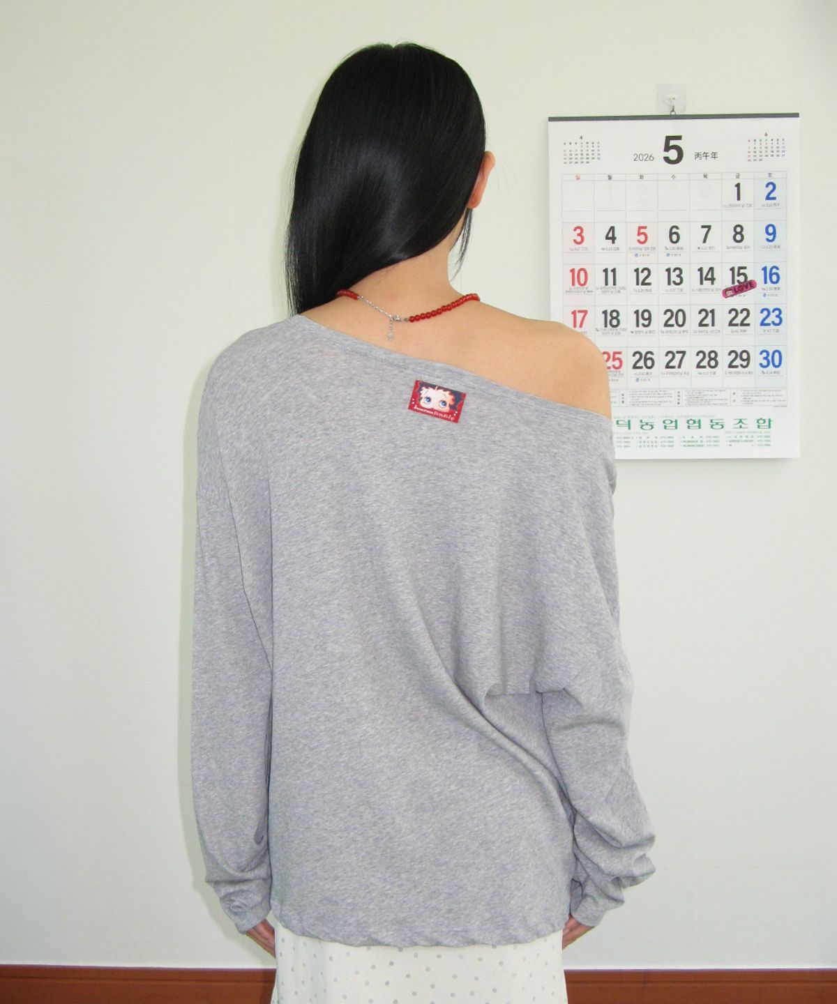 론론(RONRON) BETTY BOOP CAT PLUSH LONG SLEEVE GREY