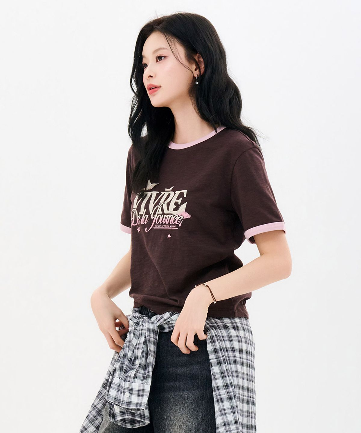 체이스컬트(CHASECULT) 여성 슬럽 링거 반팔 티셔츠-FBRG5892D08
