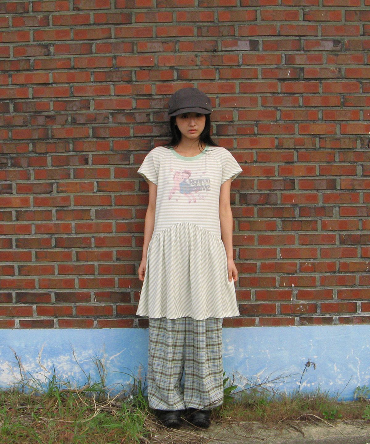 론론(RONRON) BETTY BOOP PRINCESS UNICORN STRIPE DRESS GREEN