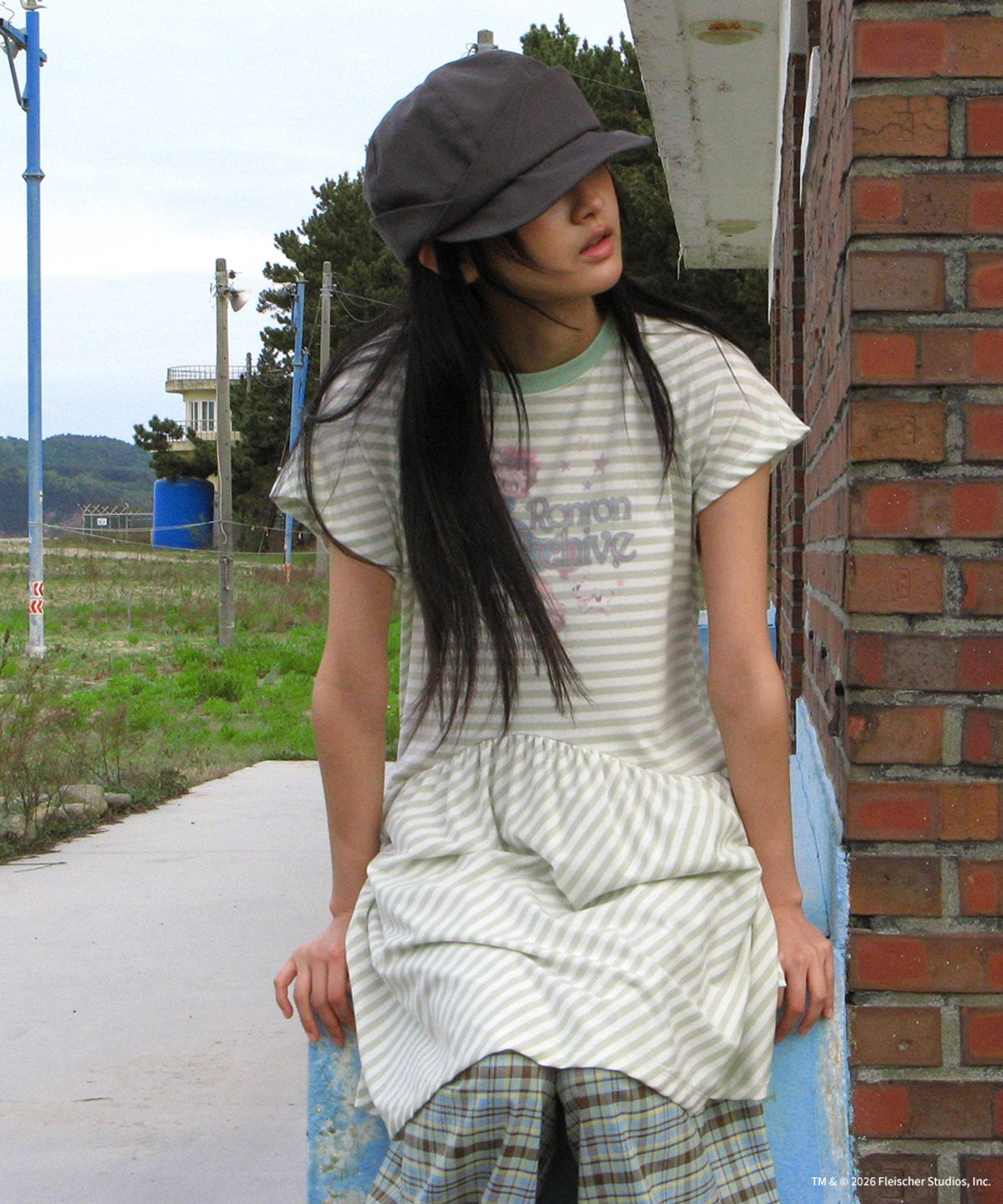론론(RONRON) BETTY BOOP PRINCESS UNICORN STRIPE DRESS GREEN