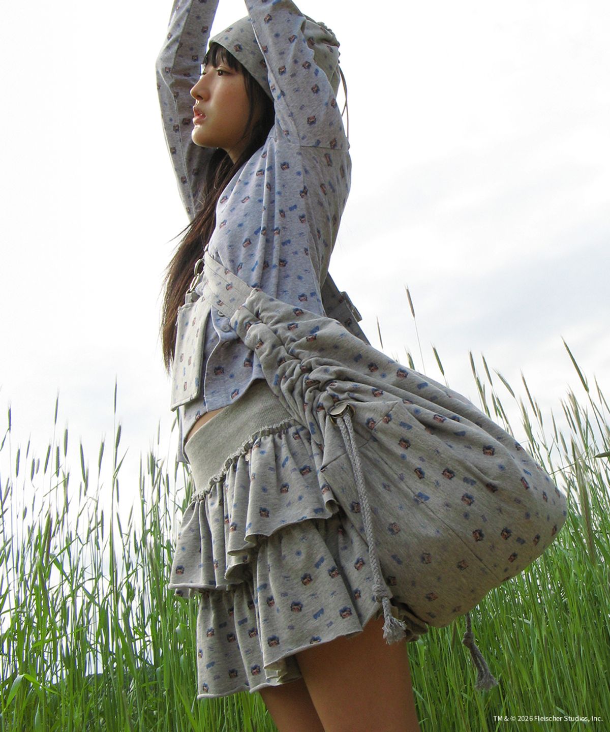 론론(RONRON) BETTY BOOP PATTERN PANTSKIRT GREY