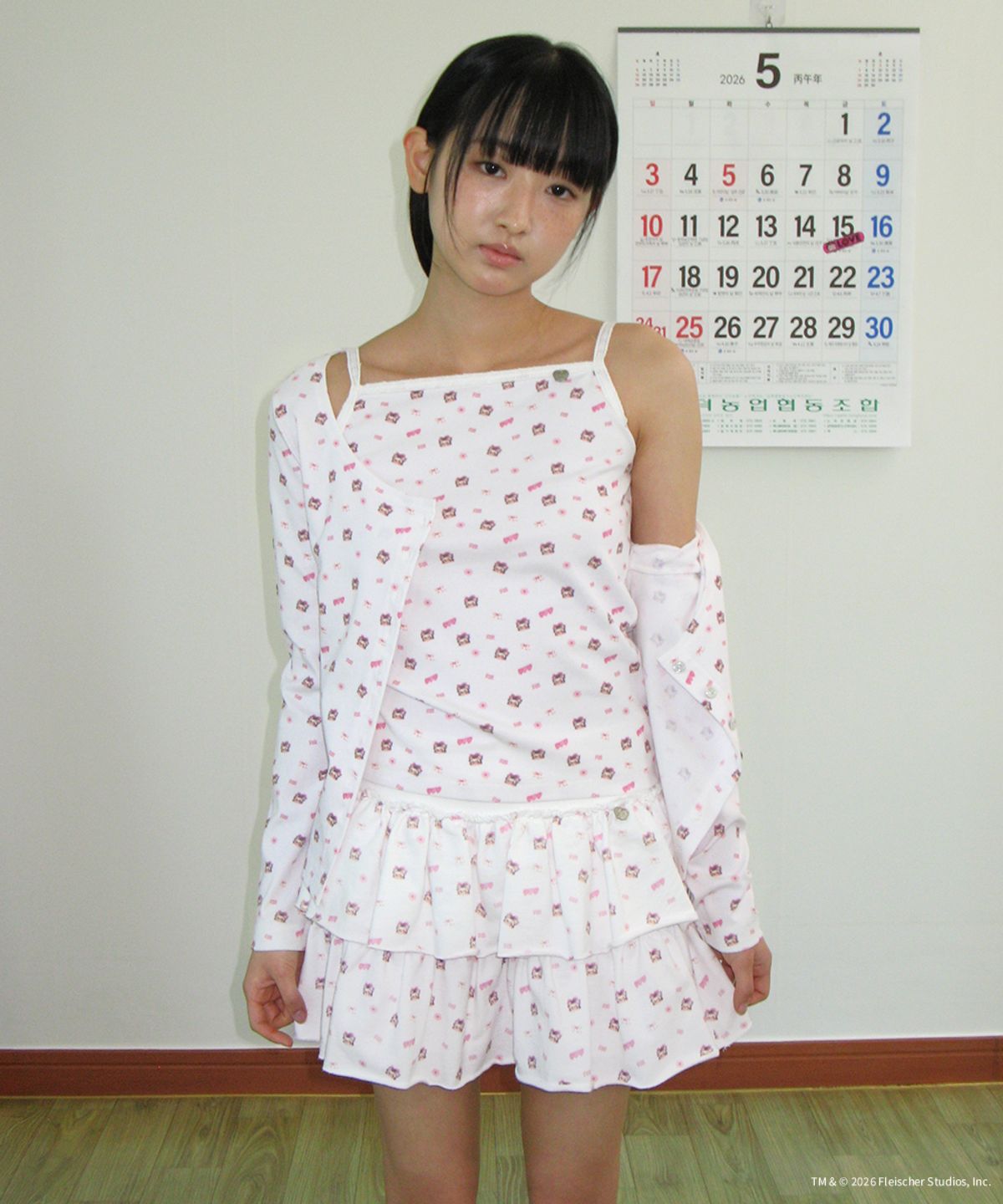 론론(RONRON) BETTY BOOP PATTERN PANTSKIRT WHITE
