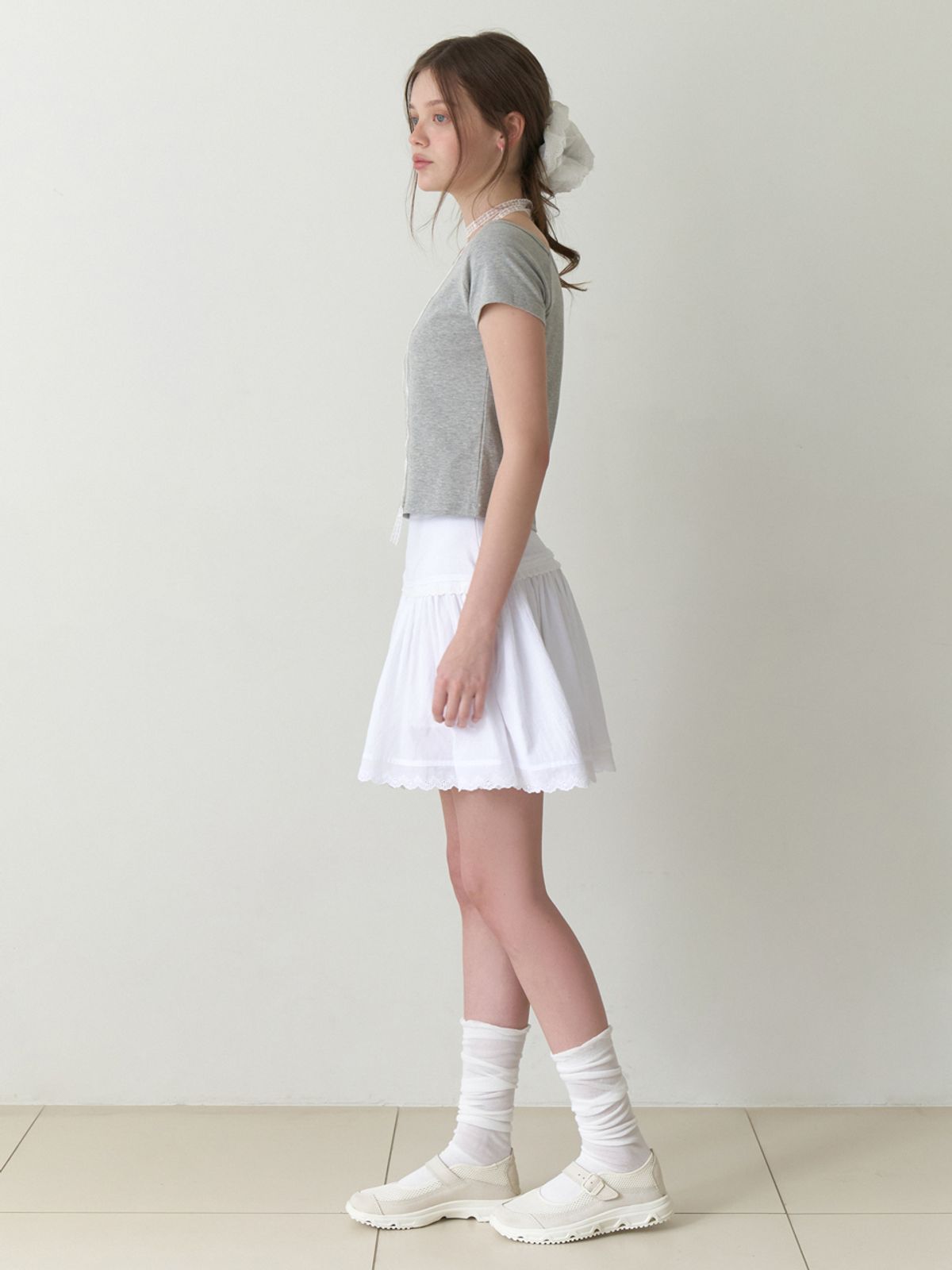 리엘(RE L) Berries lace mini skirt (white)