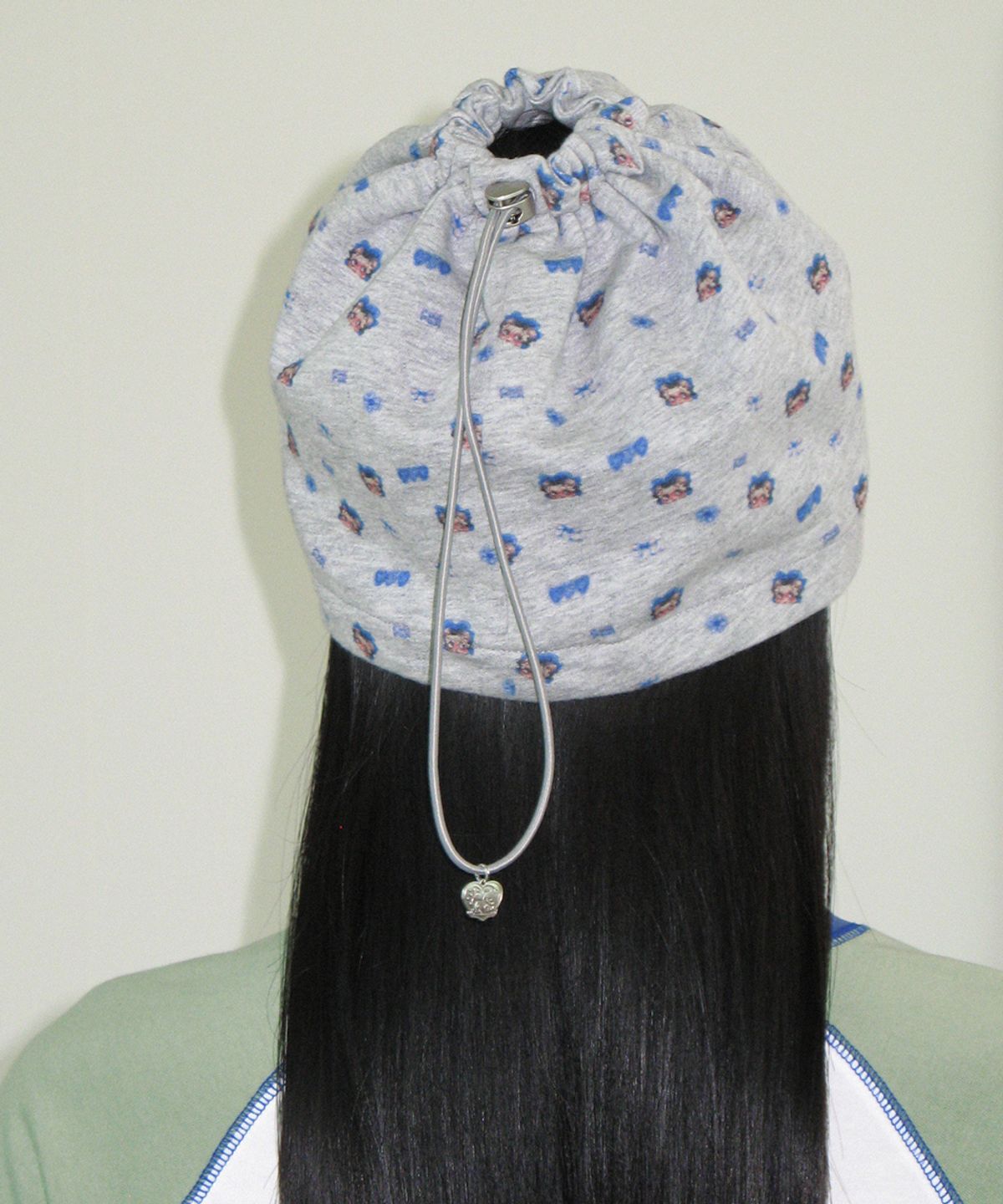 론론(RONRON) BETTY BOOP PATTERN STRING BEANIE GREY