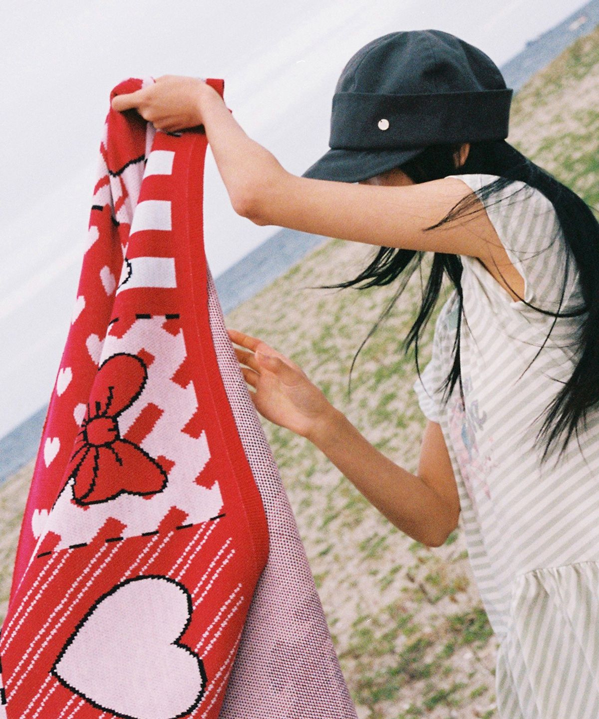 론론(RONRON) BETTY BOOP HEART RIBBON BLANKET RED