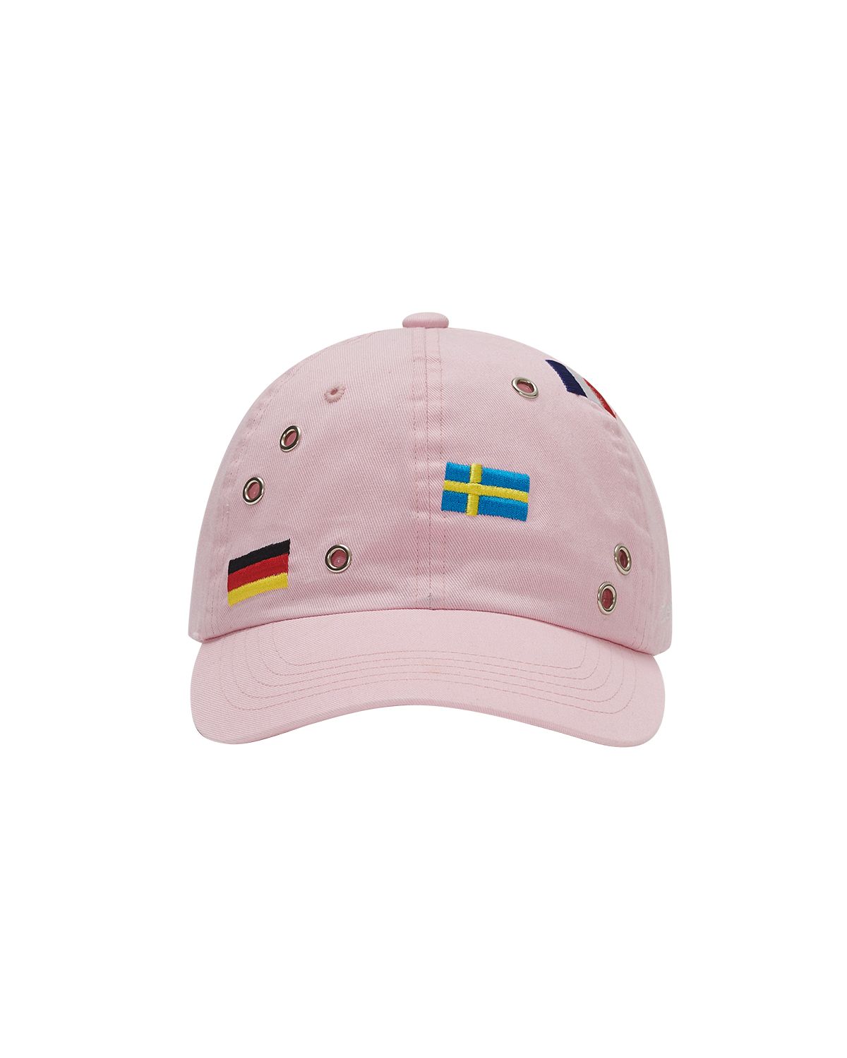 더뮤지엄비지터(THEMUSEUMVISITOR) FLAG EYELET BALL CAP (PINK)