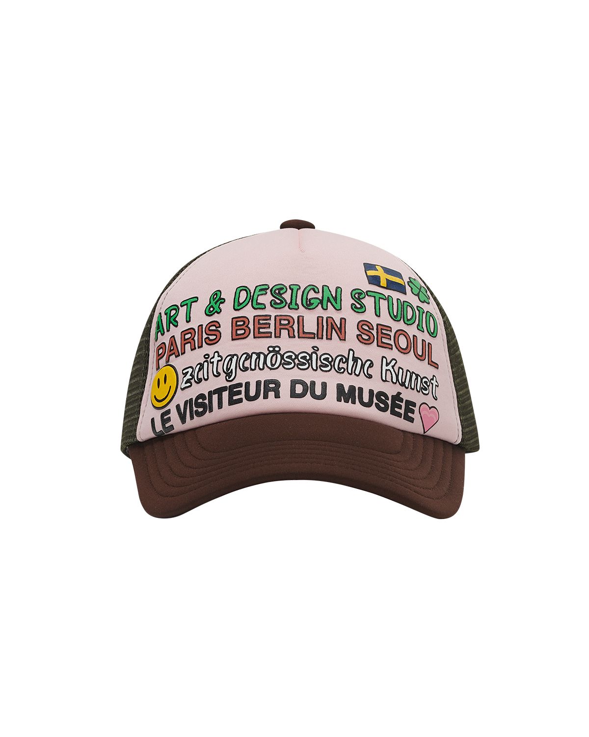 더뮤지엄비지터(THEMUSEUMVISITOR) COLOR TYPO 5 PANEL MESH CAP (KHAKI)