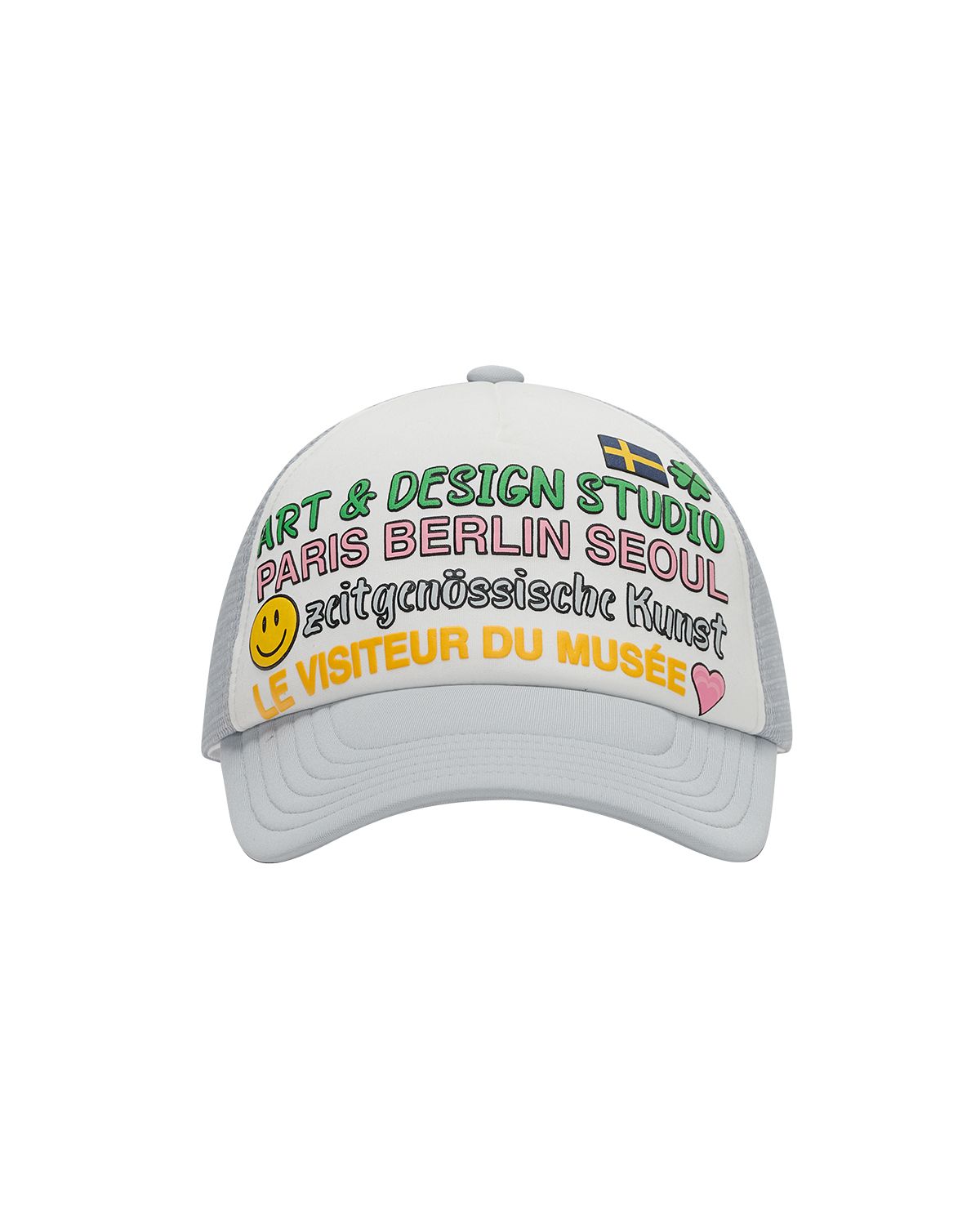 더뮤지엄비지터(THEMUSEUMVISITOR) COLOR TYPO 5 PANEL MESH CAP (GREY)